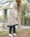 Black and beige long jacket with pants and blouse - 3 pieces