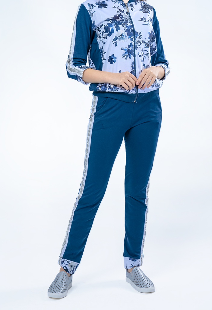 Floral Jacket with  Dark Blue Trouser Set