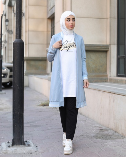 Baby Blue Jacket With Black Pants - 3 Pieces