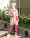 Light burgundy and beige long jacket with pants and blouse - 3 pieces