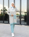 Light turquoise and beige long jacket with pants and blouse - 3 pieces