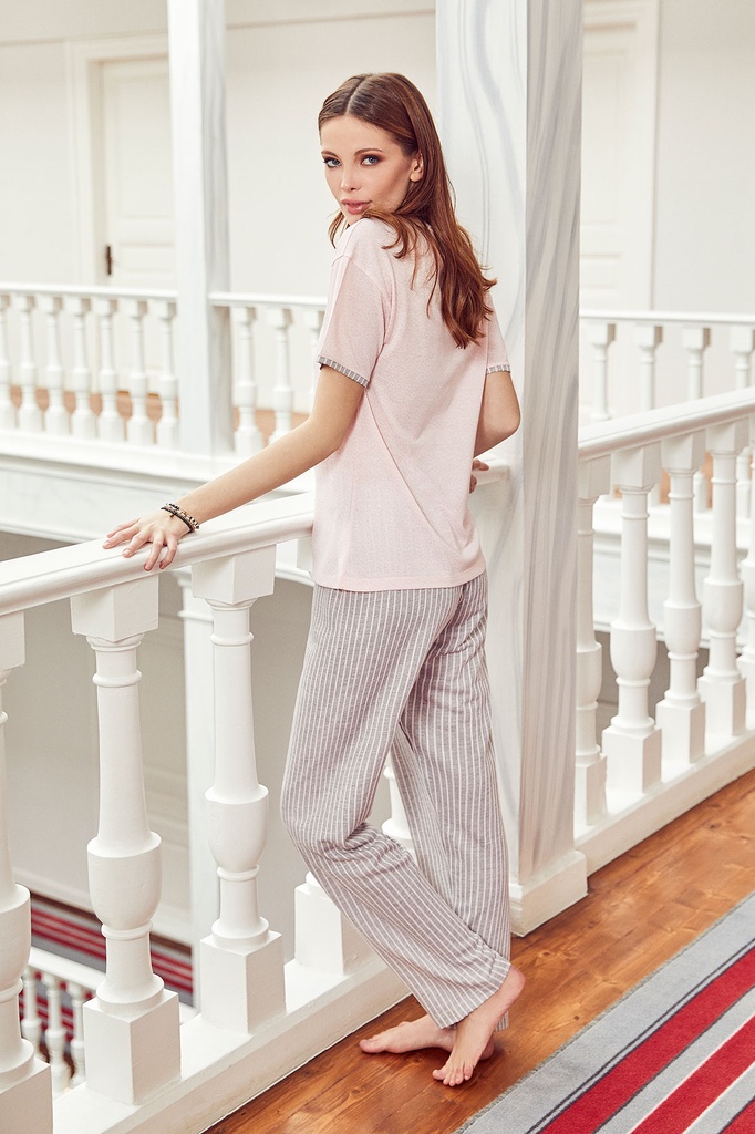Pink Top and Striped Bottom Pajamas