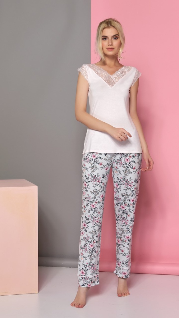 Pink Top and Floral Bottom Pajamas