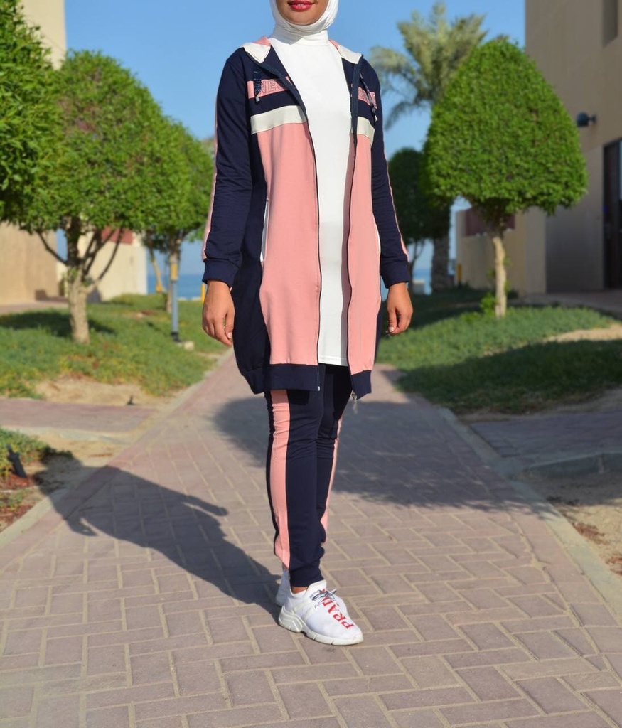 Sportwear Pink Jacket with Trouser Set - 2 Pcs - SIZE: S