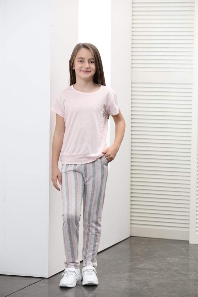 Top with  Striped Bottom Pajamas for Girl