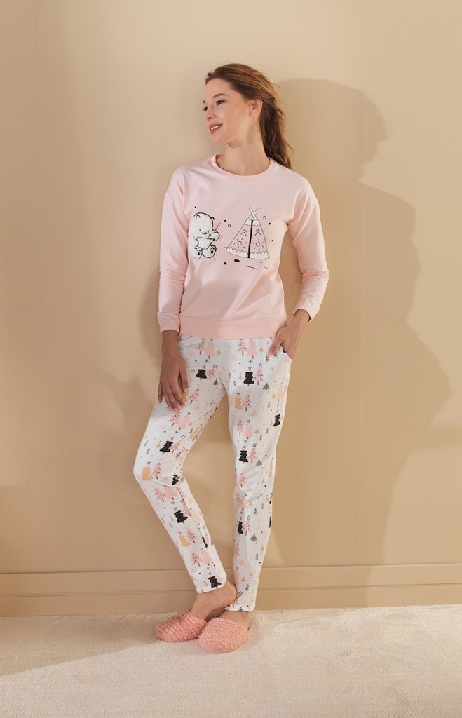 Pink Top With Printed Trouser
