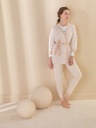 White Top and Beidge Robe With Trouser