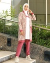 Light burgundy and beige long jacket with pants and blouse - 3 pieces