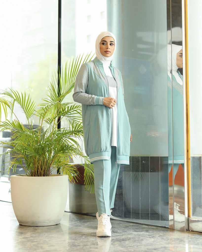 Turquoise Jacket With Pants - 3 Pieces